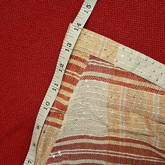 SIMPLY EMMA red pink white plaid silver thread sequin accent button down 3X - Picture 10 of 10